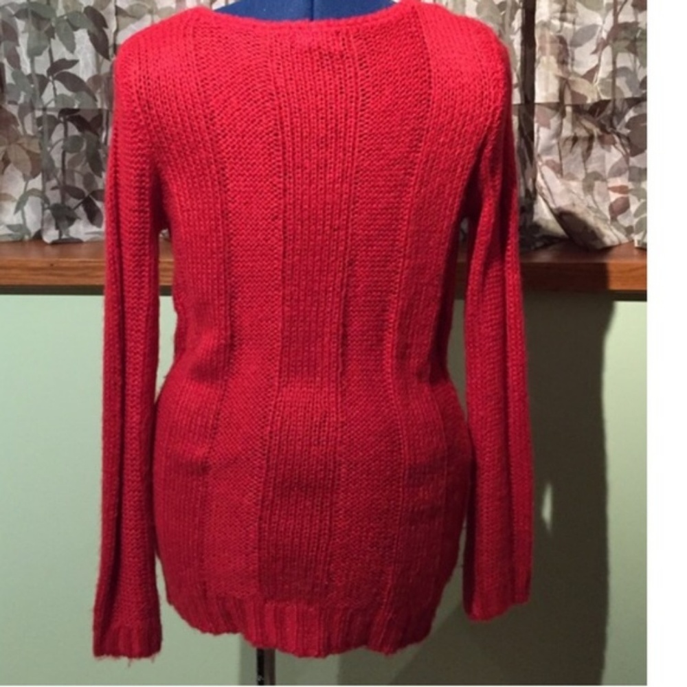 Red Knit Sweater w/ Black Heart - Picture 2 of 2